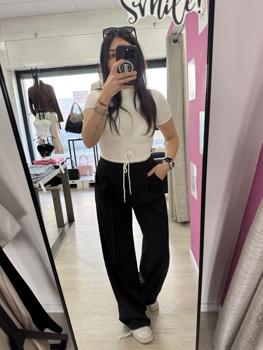 NOVITÀ Panta palazzo con elastico bianco