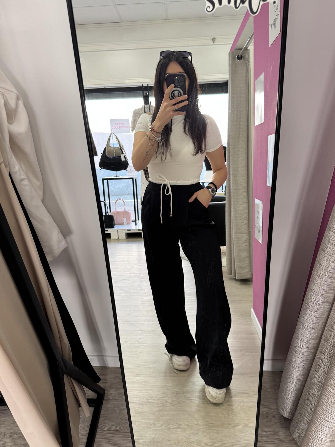 NOVITÀ Panta palazzo con elastico bianco