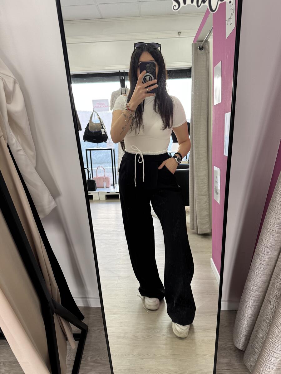 NOVITÀ Panta palazzo con elastico bianco