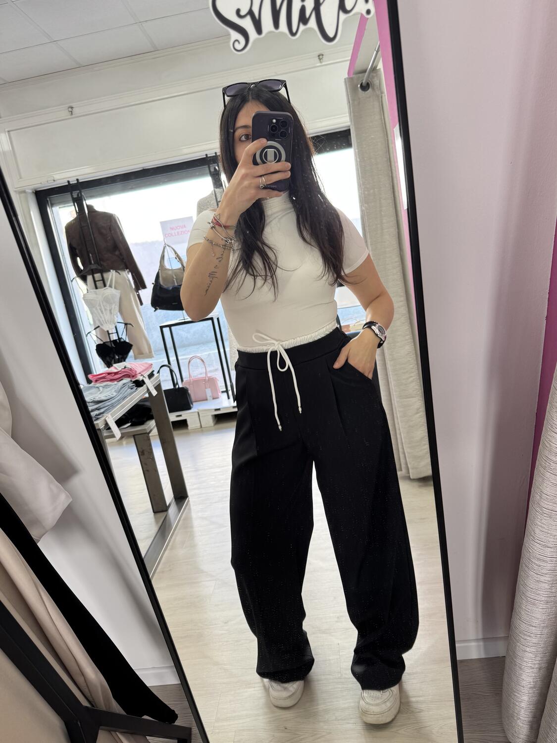 NOVITÀ Panta palazzo con elastico bianco