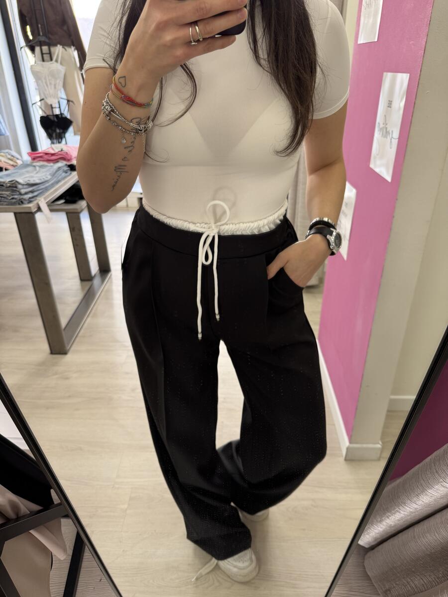 NOVITÀ Panta palazzo con elastico bianco