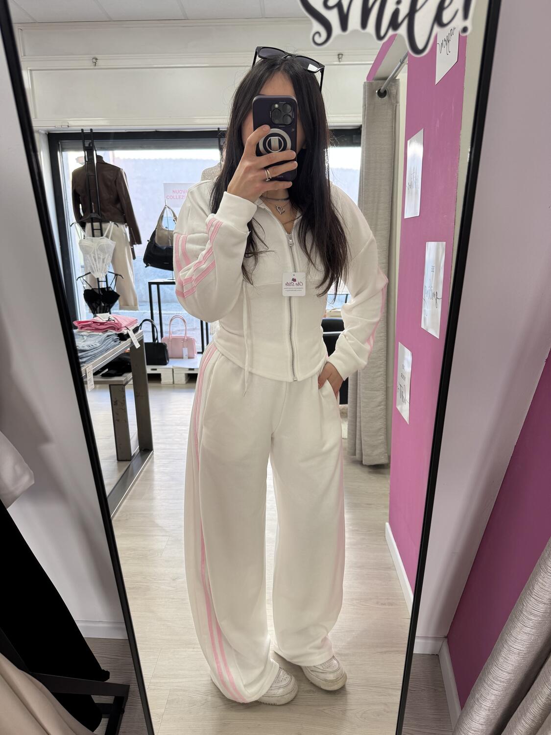 NOVITÀ Completo tuta felpa crop e pantalone baggy