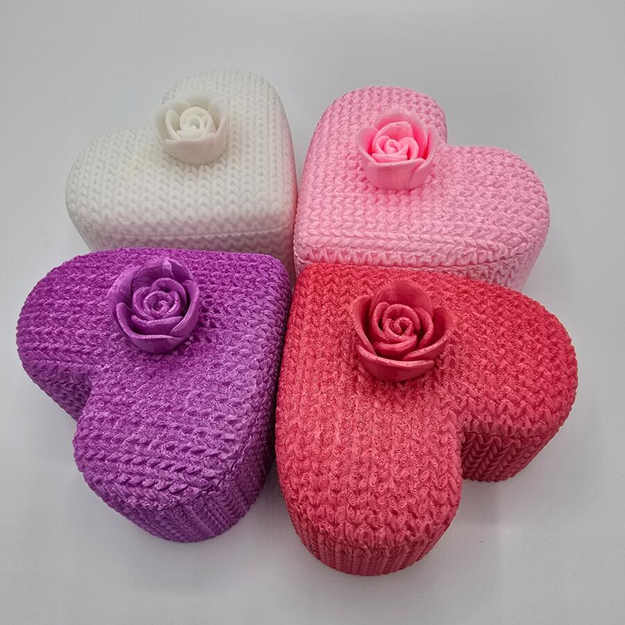  Bomboniera Cuore all’Uncinetto – Set Completo con Scatola e Nastro