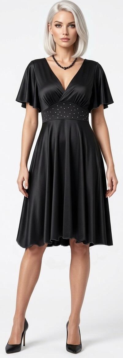 ABITO A RUOTA IN MAGLINA ELASTICA CON MANICHE E STRASS IN VITA 4-0055