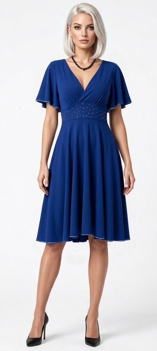 ABITO A RUOTA IN MAGLINA ELASTICA CON MANICHE E STRASS IN VITA 4-0055