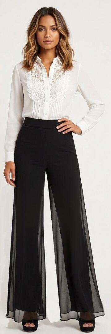 PANTALONI IN MAGLINA DOPPIATI CON VELI DI TULLE TAGLIA SM 1-0016