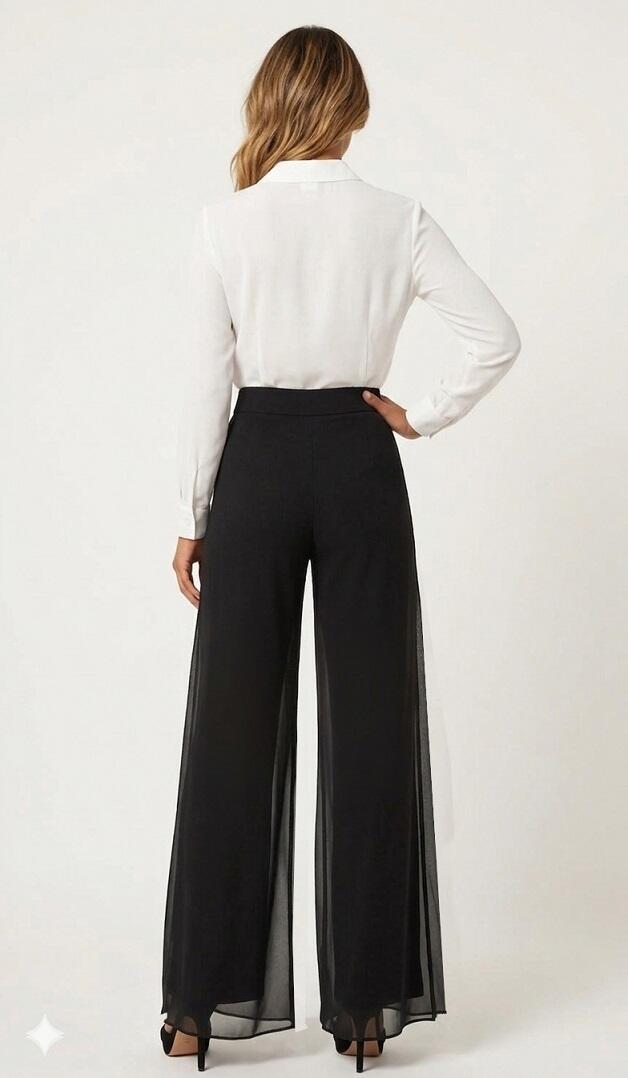 PANTALONI IN MAGLINA DOPPIATI CON VELI DI TULLE TAGLIA GRANDE LXL 1-0015