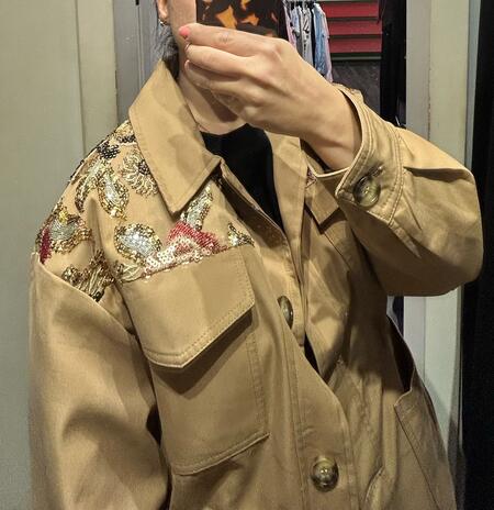 Parka in cotone dettagli paillettes 