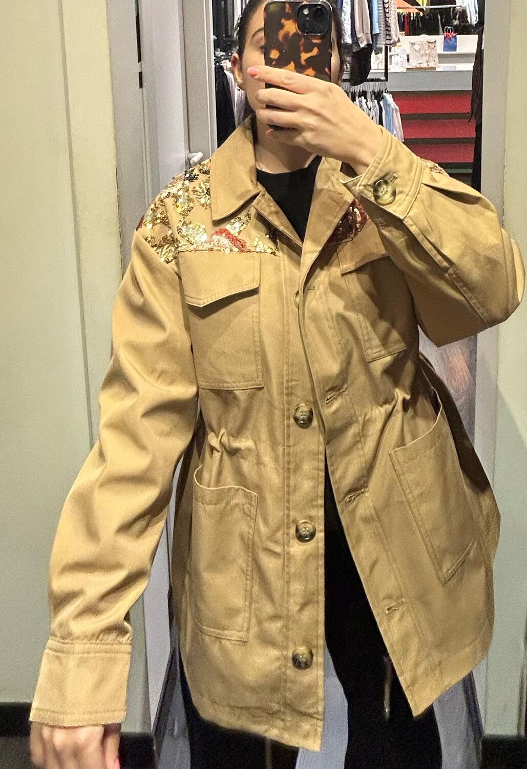 Parka in cotone dettagli paillettes 