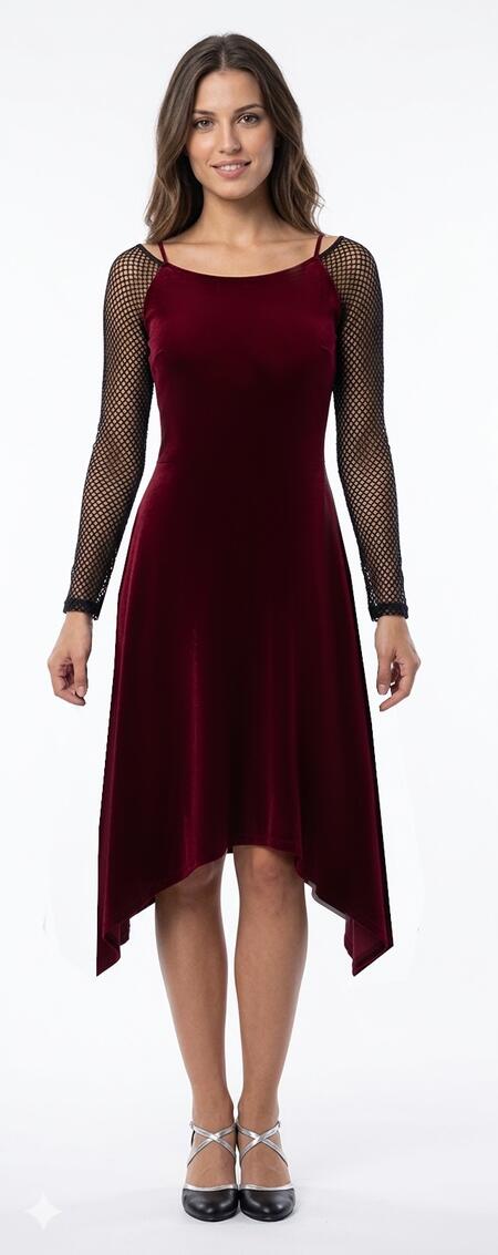 4-0147 ABITO DA BALLO CON PUNTE LATERALI E MANICHE A RETE