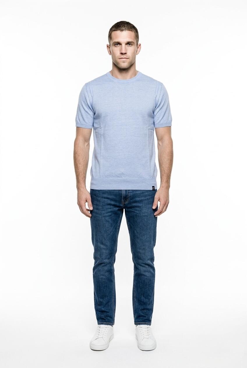 Telamira t-shirt in Maglia Tinta a Freddo Azzurro