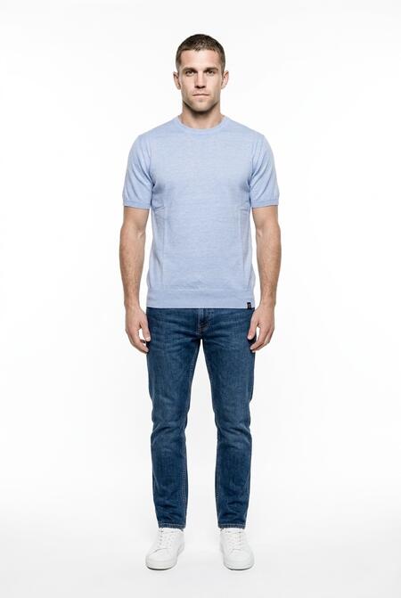 Telamira t-shirt in Maglia Tinta a Freddo Azzurro