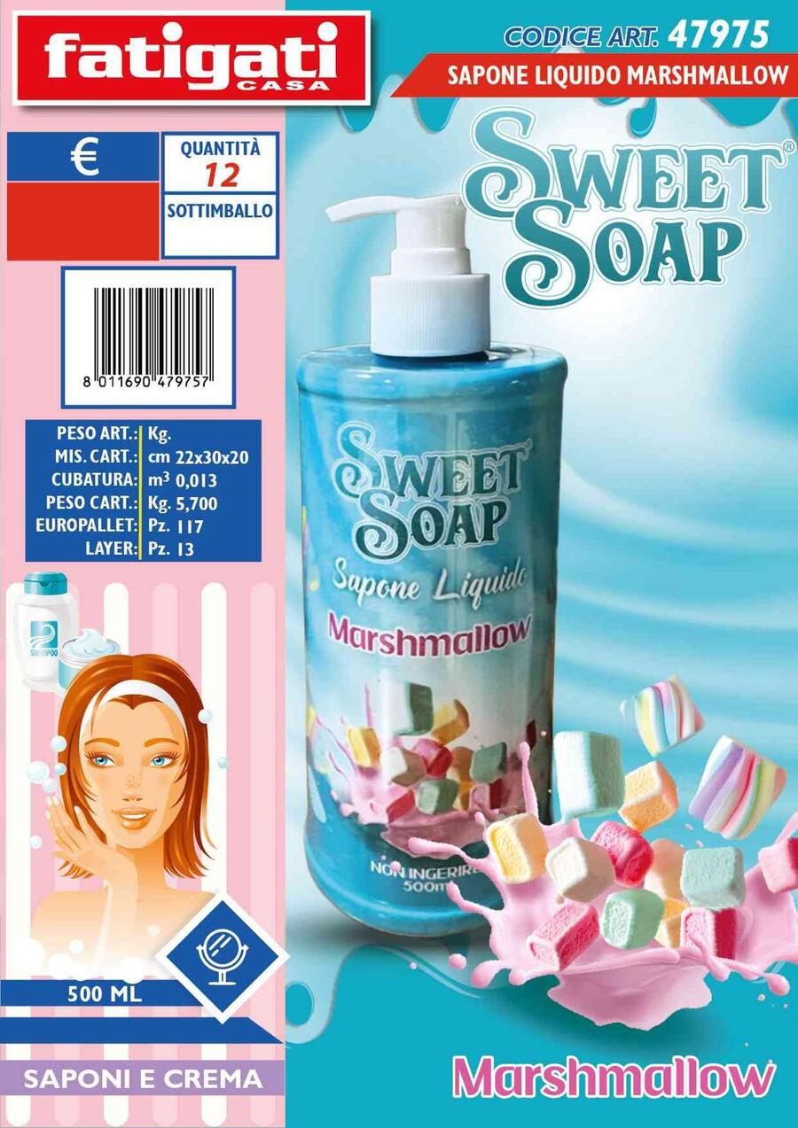 FATIGATI SWEET SOAP SAPONE LIQUIDO 500 ml
 [Quantità minima è di 12 pezzi]