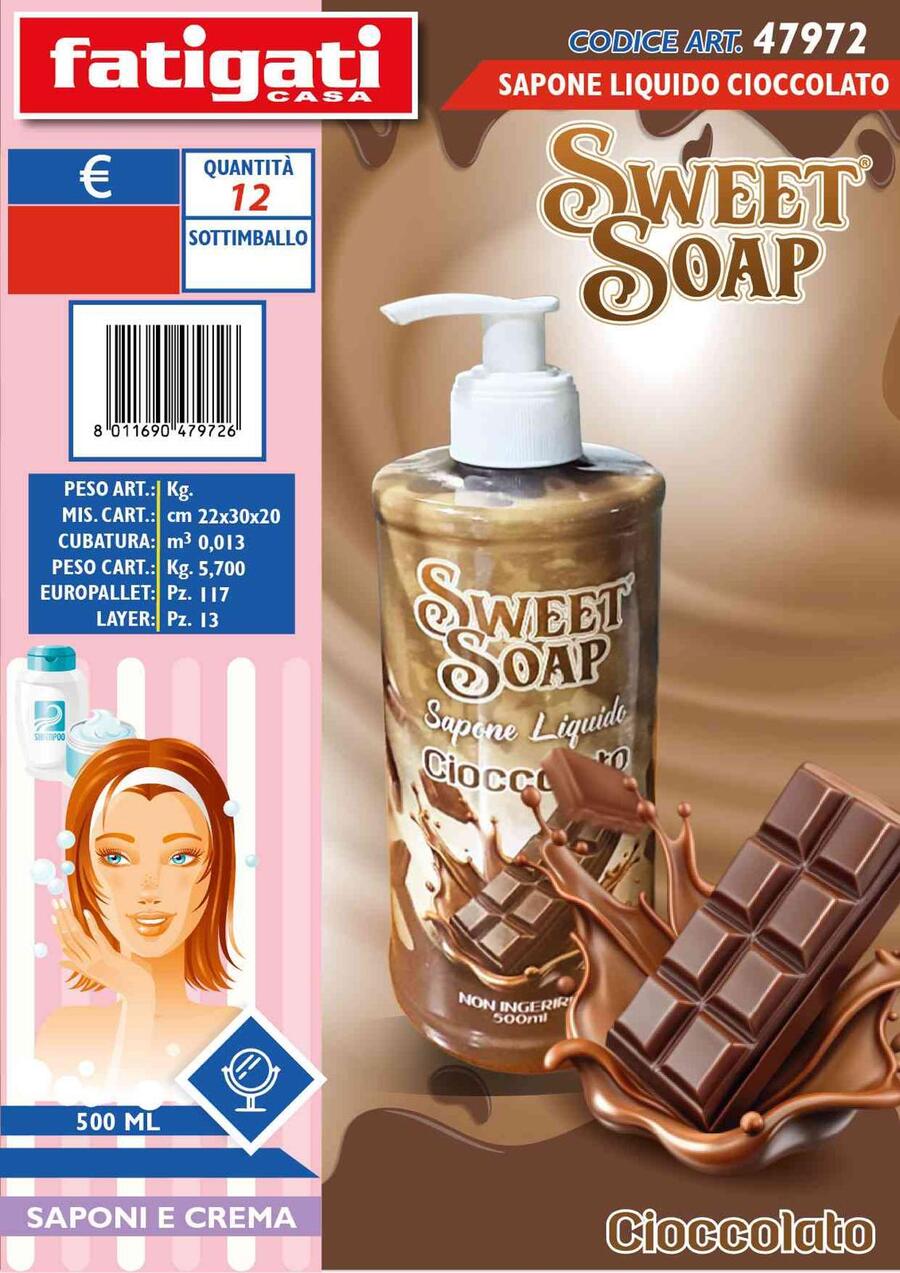FATIGATI SWEET SOAP SAPONE LIQUIDO 500 ml
 [Quantità minima è di 12 pezzi]
