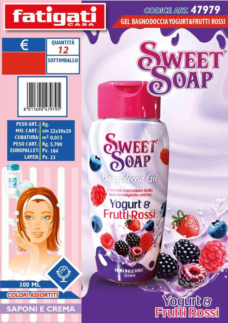 FATIGATI SWEET SOAP BAGNO DOCCIA GEL DA 300 ml
 [Quantità minima è di 12 pezzi]
