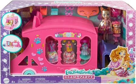 Playset Enchantimals Glam Party Styling Truck con bambola e accessori, include un animale domestico Best Friend, un rimorchio e altro ancora, regalo per bambini e bambine dai 3 anni in su, HPB34