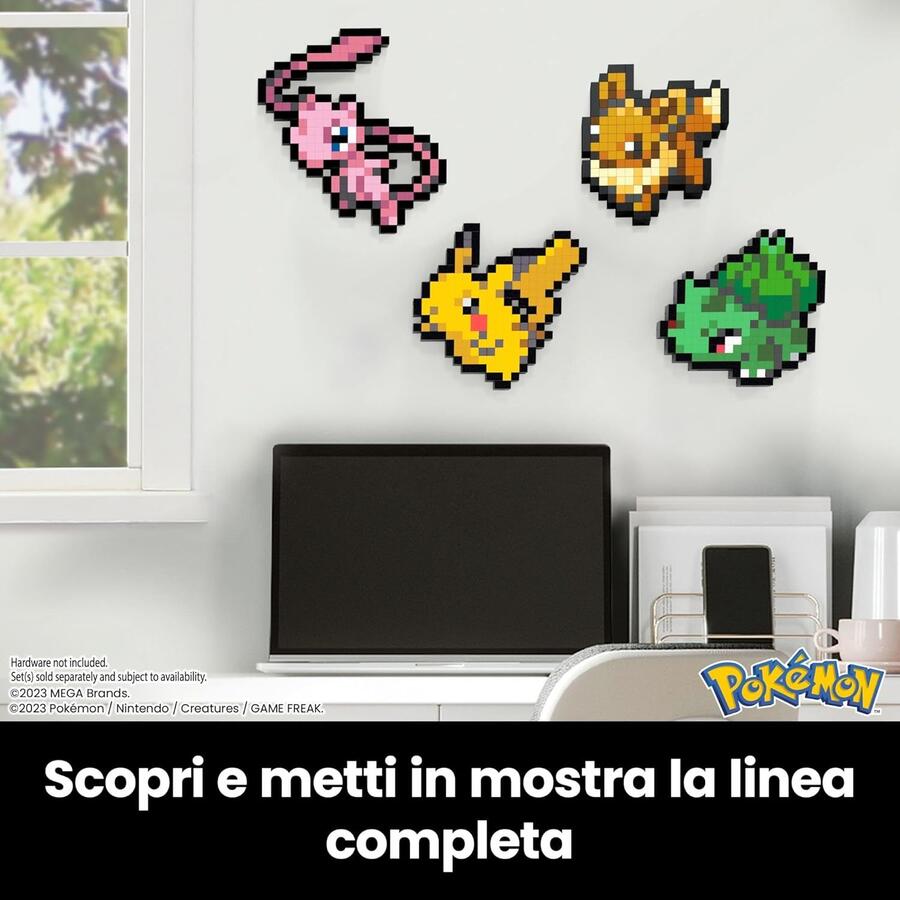 MEGA Pokémon - Eevee Pixel Art, set da costruire con 323 pezzi e stile retrò pixelato, personaggio da esporre con base inclusa o da appendere a parete, giocattolo per collezionisti, 13+ anni, HTH78