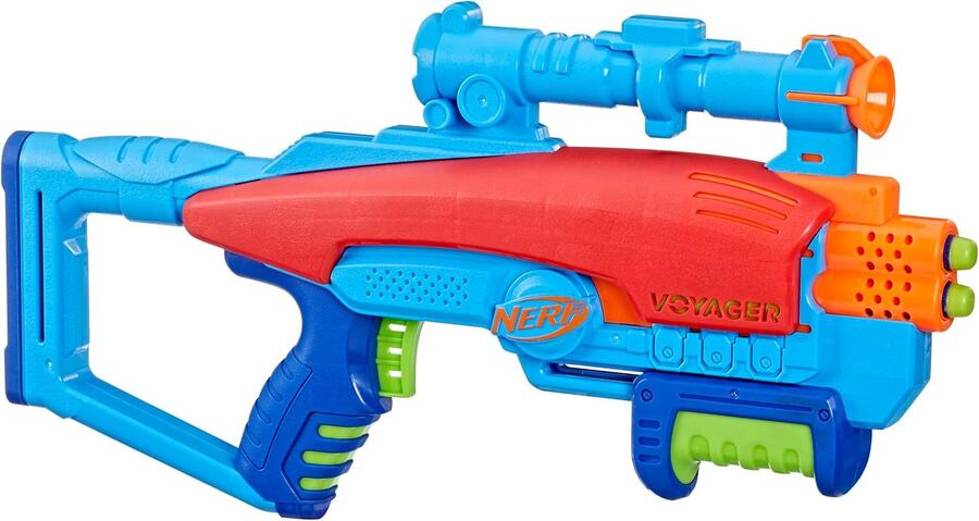 Nerf elite junior set voyage target, blaster in gommapiuma facile da usare, 20 dardi nerf elite, 2 bersagli - +6 ANNI