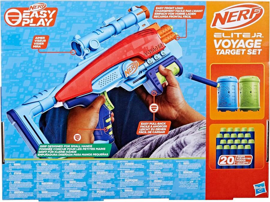 Nerf elite junior set voyage target, blaster in gommapiuma facile da usare, 20 dardi nerf elite, 2 bersagli - +6 ANNI