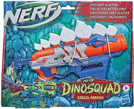 Nerf DinoSquad, Stego-smash, blaster lancia 5 dardi Nerf Elite, giocattoli di dinosauri per bambini e bambine dagli 8 anni in su, design ispirato a uno stegosauro