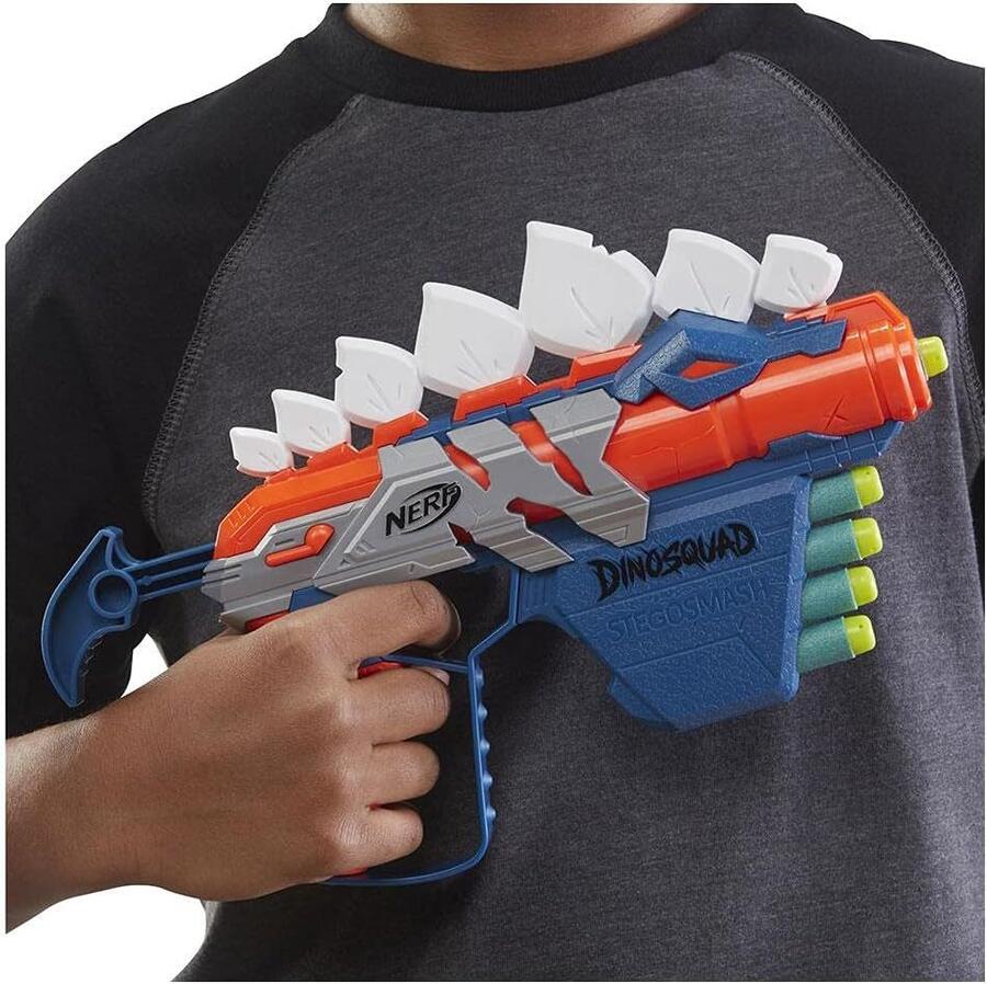 Nerf DinoSquad, Stego-smash, blaster lancia 5 dardi Nerf Elite, giocattoli di dinosauri per bambini e bambine dagli 8 anni in su, design ispirato a uno stegosauro