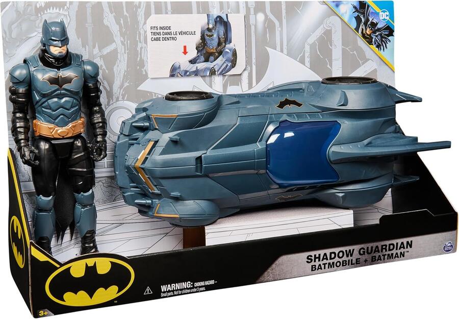 Batman, Shadow Guardian Batmobile e action figure di Batman, giocattoli per bambini dai 3 anni in su