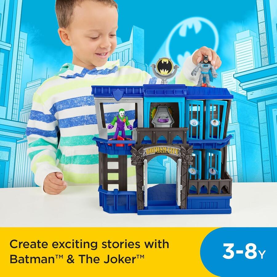 Fisher-Price Imaginext - DC Super Friends Prigione di Gotham City, playset prigione con personaggi di Batman e Joker, Giocattolo per Bambini 3+ Anni, HHP81