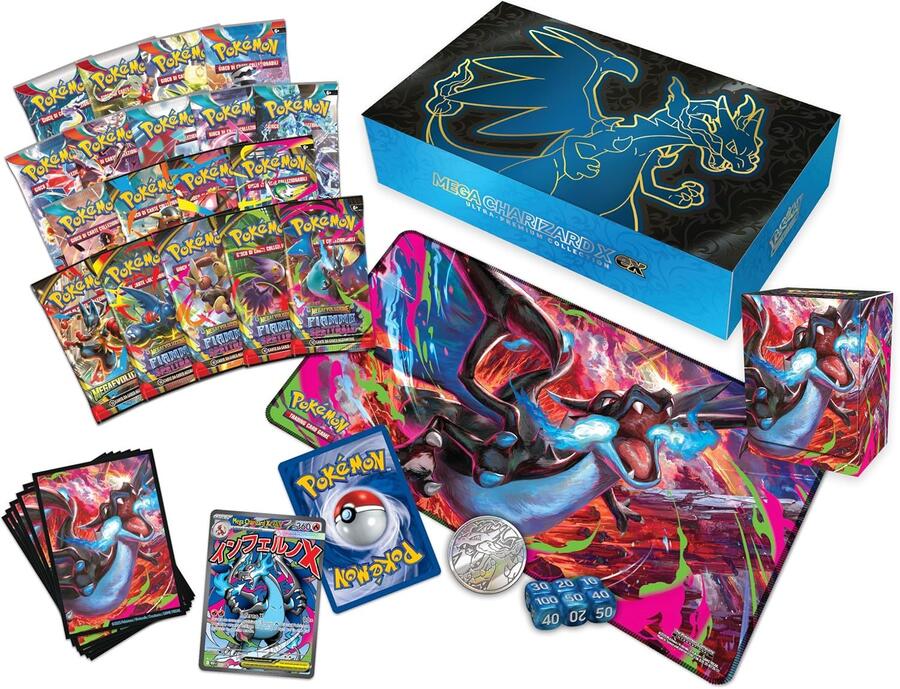 Pokémon: Collezione Ultra Premium Mega Charizard X-ex del GCC Pokémon (due carte promozionali olografiche, 18 buste di espansione e accessori premium)