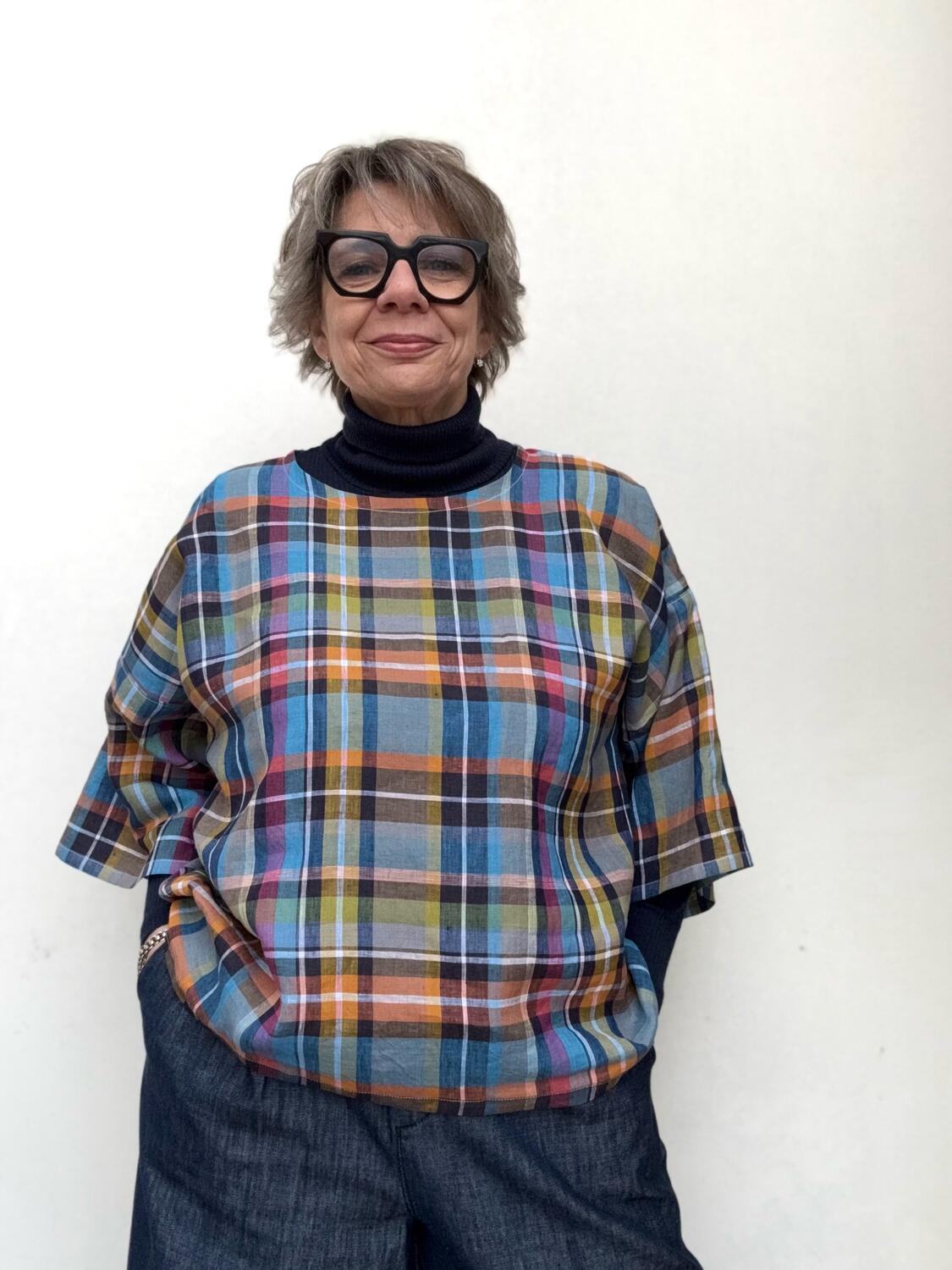 Camicia quadri in lino