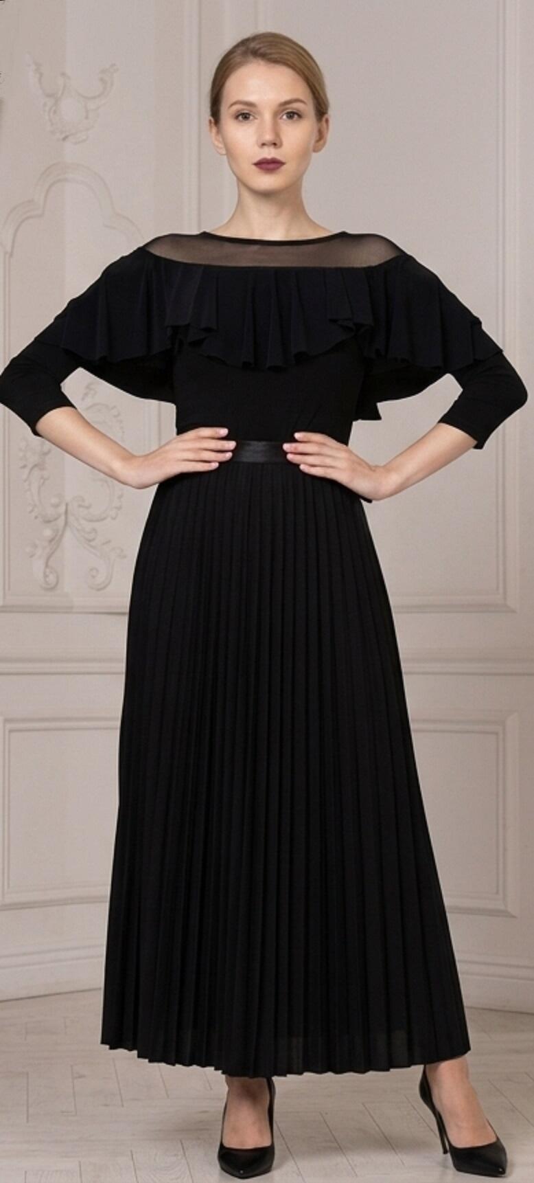 Maglia da ballo con ruches singola a sbalzo scollo in tulle e manichette AB20