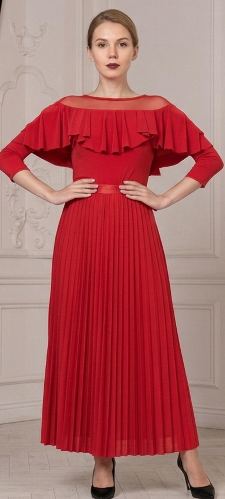 Maglia da ballo con ruches singola a sbalzo scollo in tulle e manichette AB20