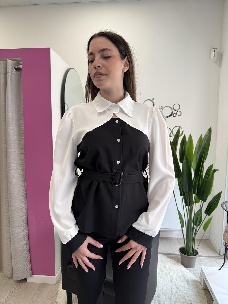 NOVITÀ Camicia bicolor con cintura