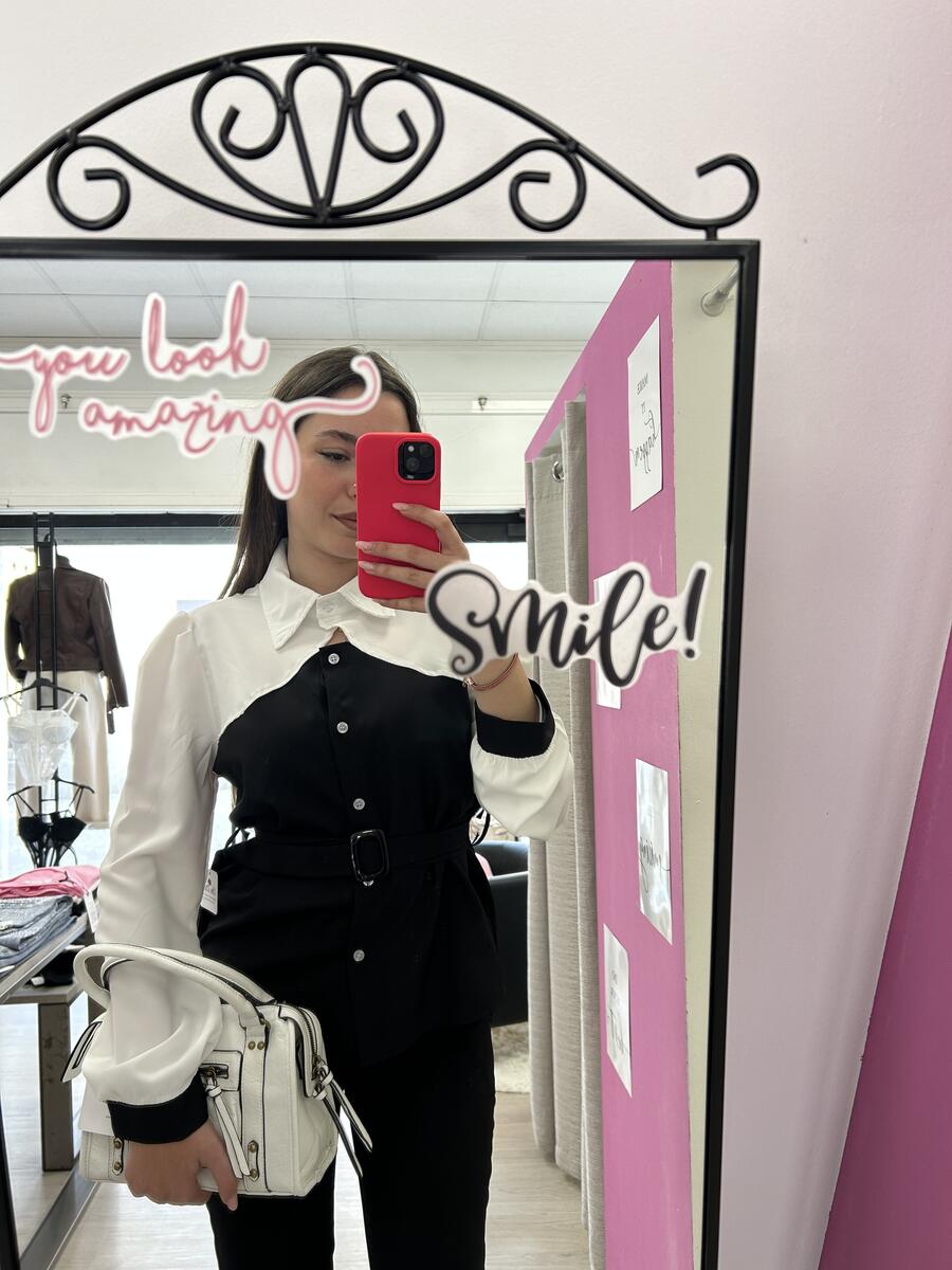 NOVITÀ Camicia bicolor con cintura