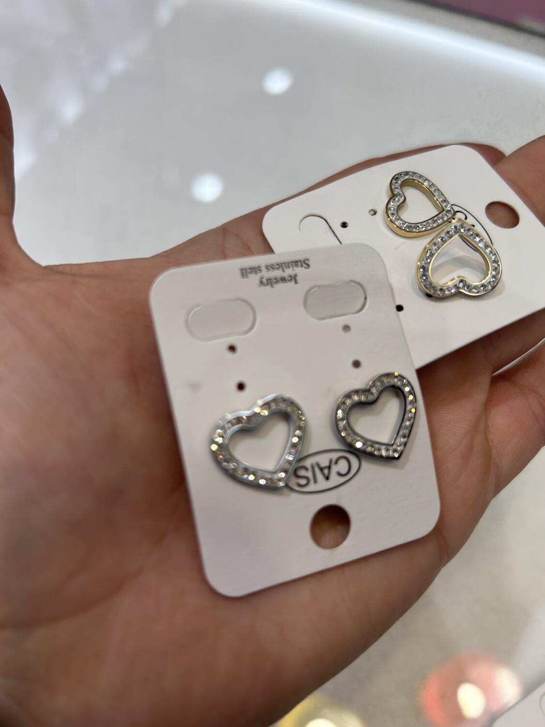 Orecchini cuori strass