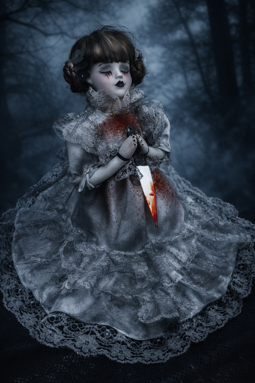 Sally Bambola Horror inquietante in porcellana 