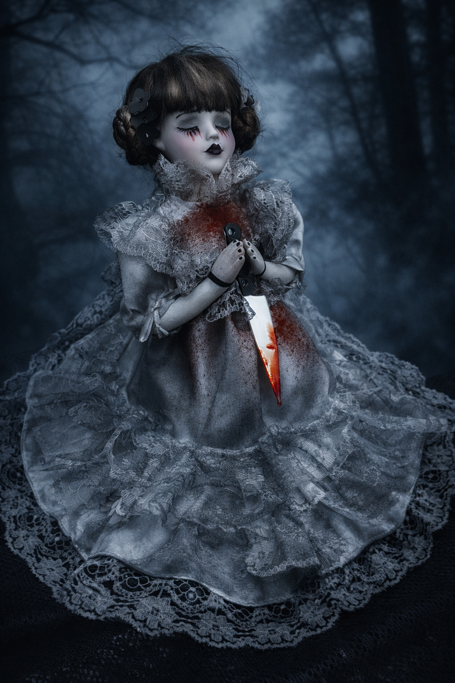Sally Bambola Horror inquietante in porcellana 