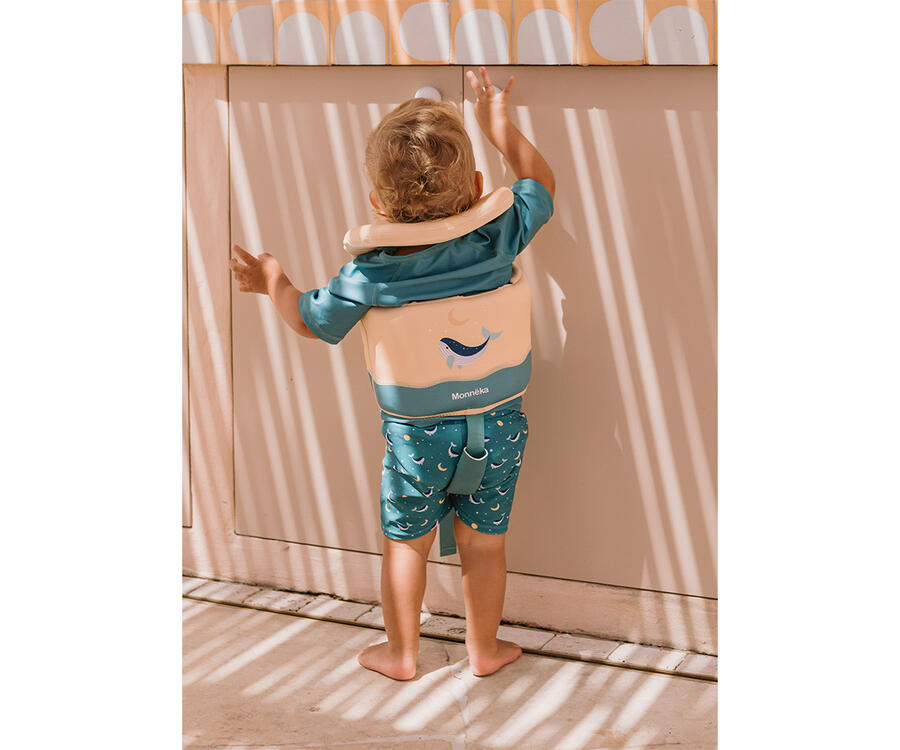 Gilet galleggiante per apprendimento del nuoto Monnëka – 1-2 anni (11-15 kg) - Teal Whale
