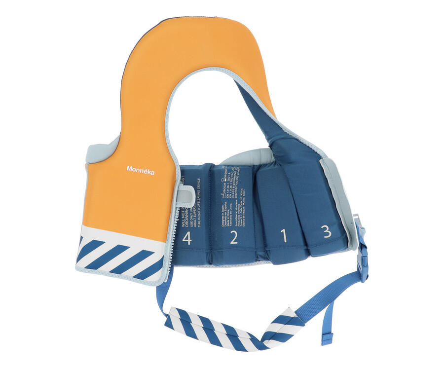 Gilet galleggiante per apprendimento del nuoto Monnëka – 1-2 anni (11-15 kg) - Stripes Blues & Beyond