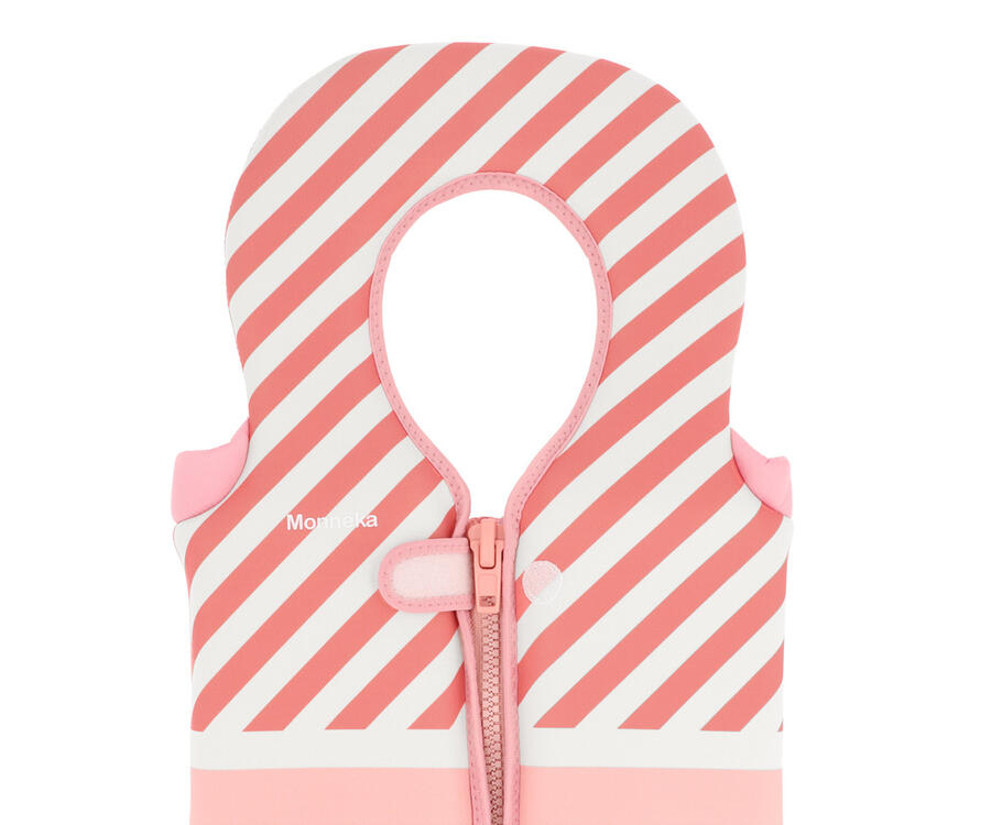 Gilet galleggiante per apprendimento del nuoto Monnëka – 1-2 anni (11-15 kg) - Stripes Bloom & Blush
