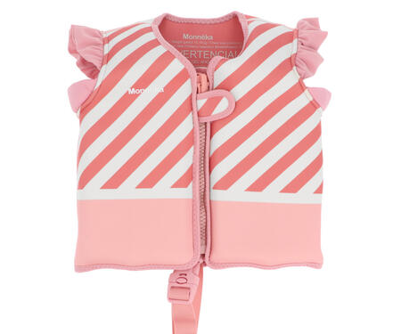 Giacca galleggiante Monnëka - Stripes Bloom & Blush - Taglia 2-3 anni (M – 15-19 kg) Taglia 3-6 anni (L – 19-30 kg) 