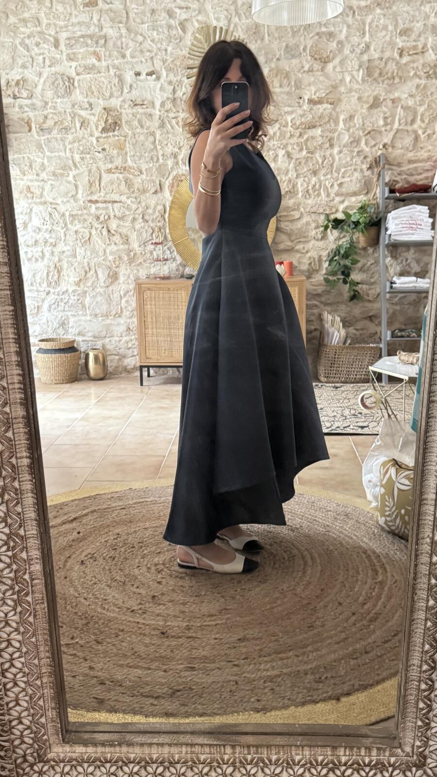 Abito Sofia in mikado seta pura – blu navy