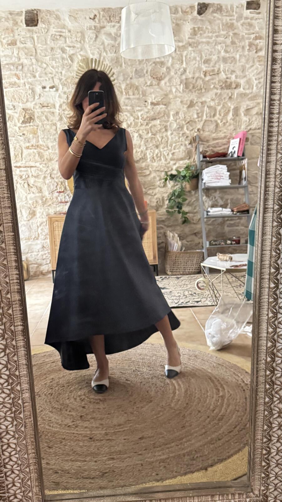 Abito Sofia in mikado seta pura – blu navy