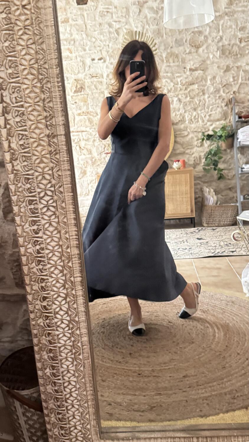 Abito Sofia in mikado seta pura – blu navy