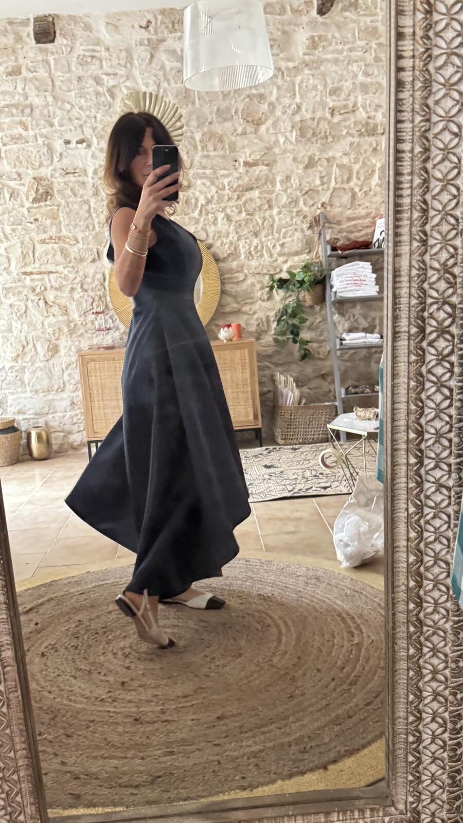 Abito Sofia in mikado seta pura – blu navy