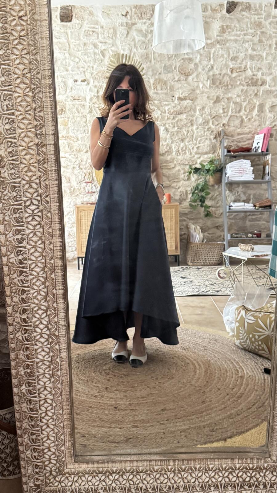 Abito Sofia in mikado seta pura – blu navy