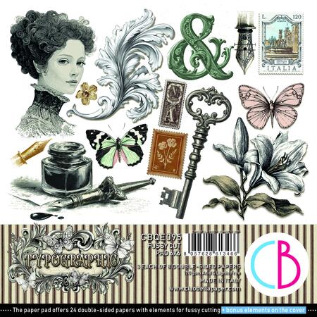 Typographic Fussy Cut pad 15 x 15 cm