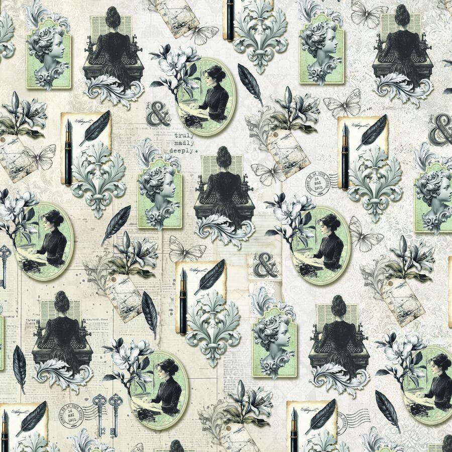 Typographic Fussy Cut pad 15 x 15 cm