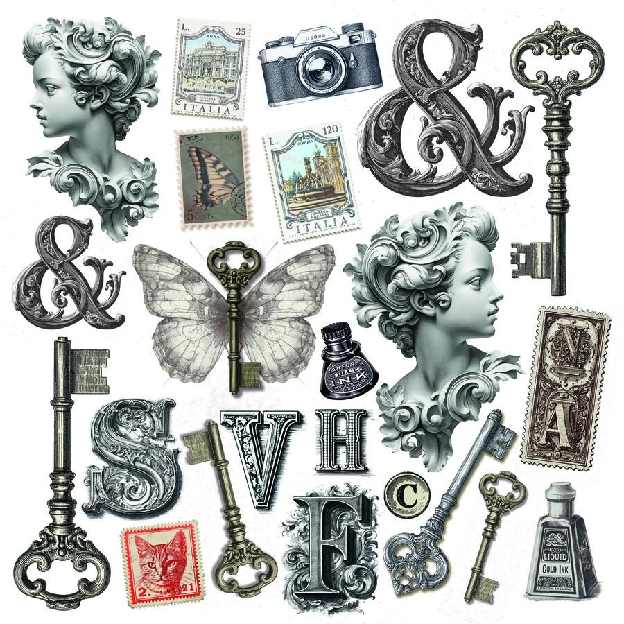 Typographic Fussy Cut pad 15 x 15 cm