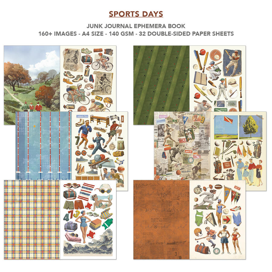 Junk Journal Ephemera Book Sports Days