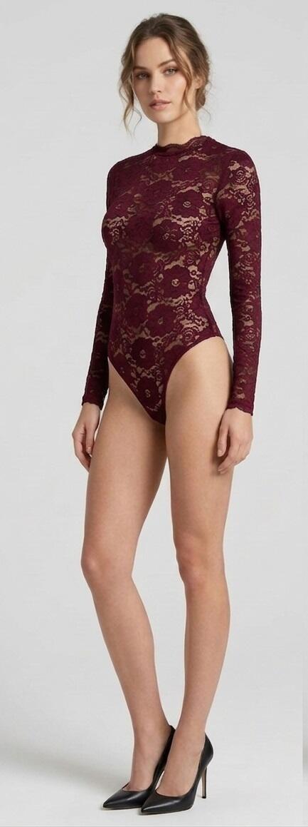 Body con maniche in pizzo elastico 6-0053